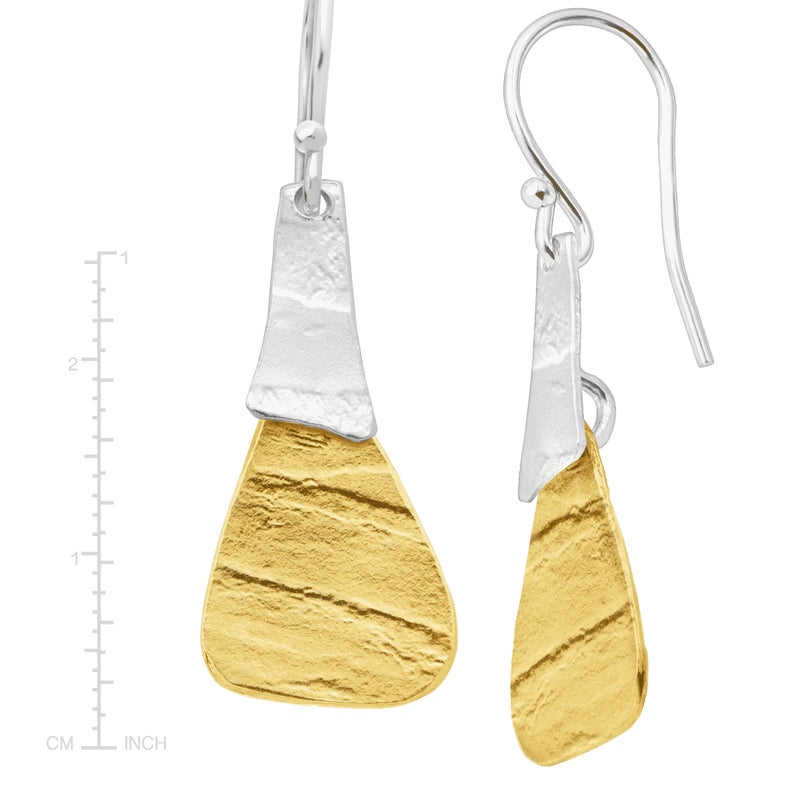 Silpada 'Combination' Drop Earrings in Textured Brass and Sterling Silver - Image 4